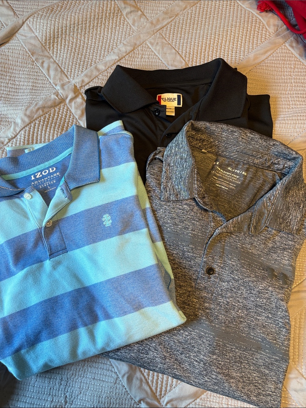 Izod Men’s Light Blue and Navy Striped Polo Shirt
